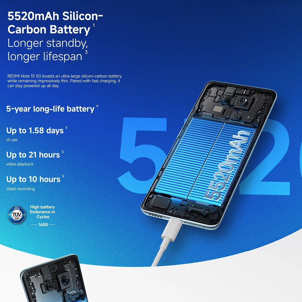 Miniatura: Xiaomi Redmi Note 15 5G 8+256GB Global Version Snapdragon® 6 Gen 3 Mobile Platf