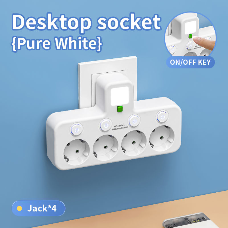 Miniatura: EU AC Plug Power Strip Wall Mounted Independent Switch Multitap Socket Network F