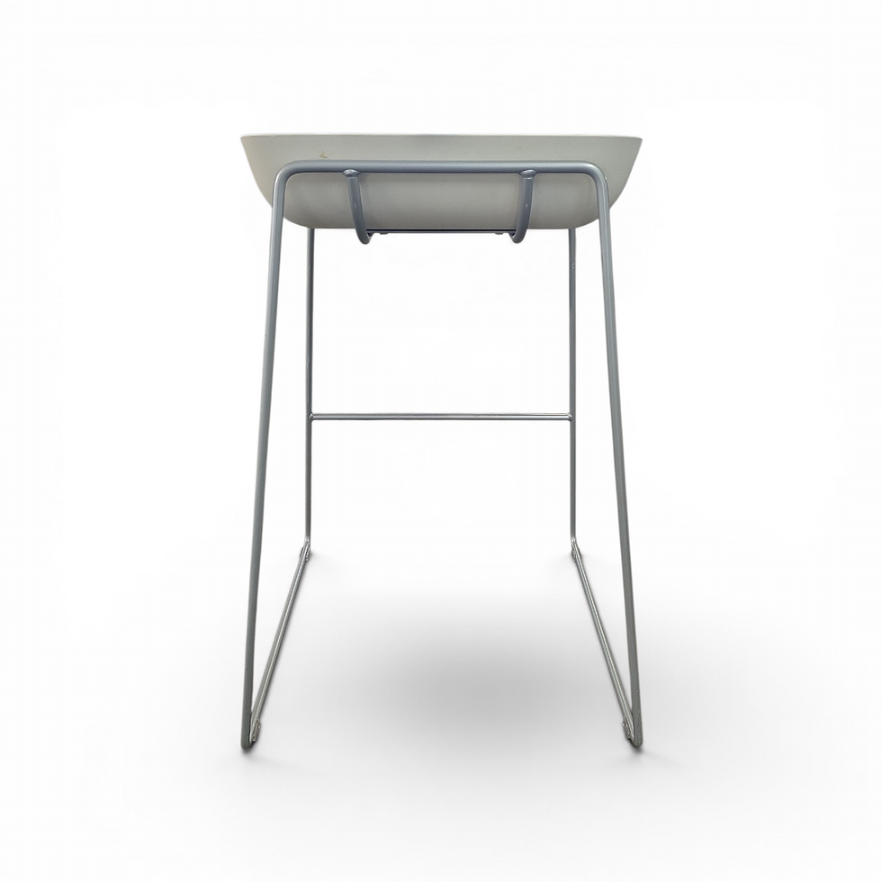 Thumbnail: Steelcase Scoop Stool White Base / Red Cushion