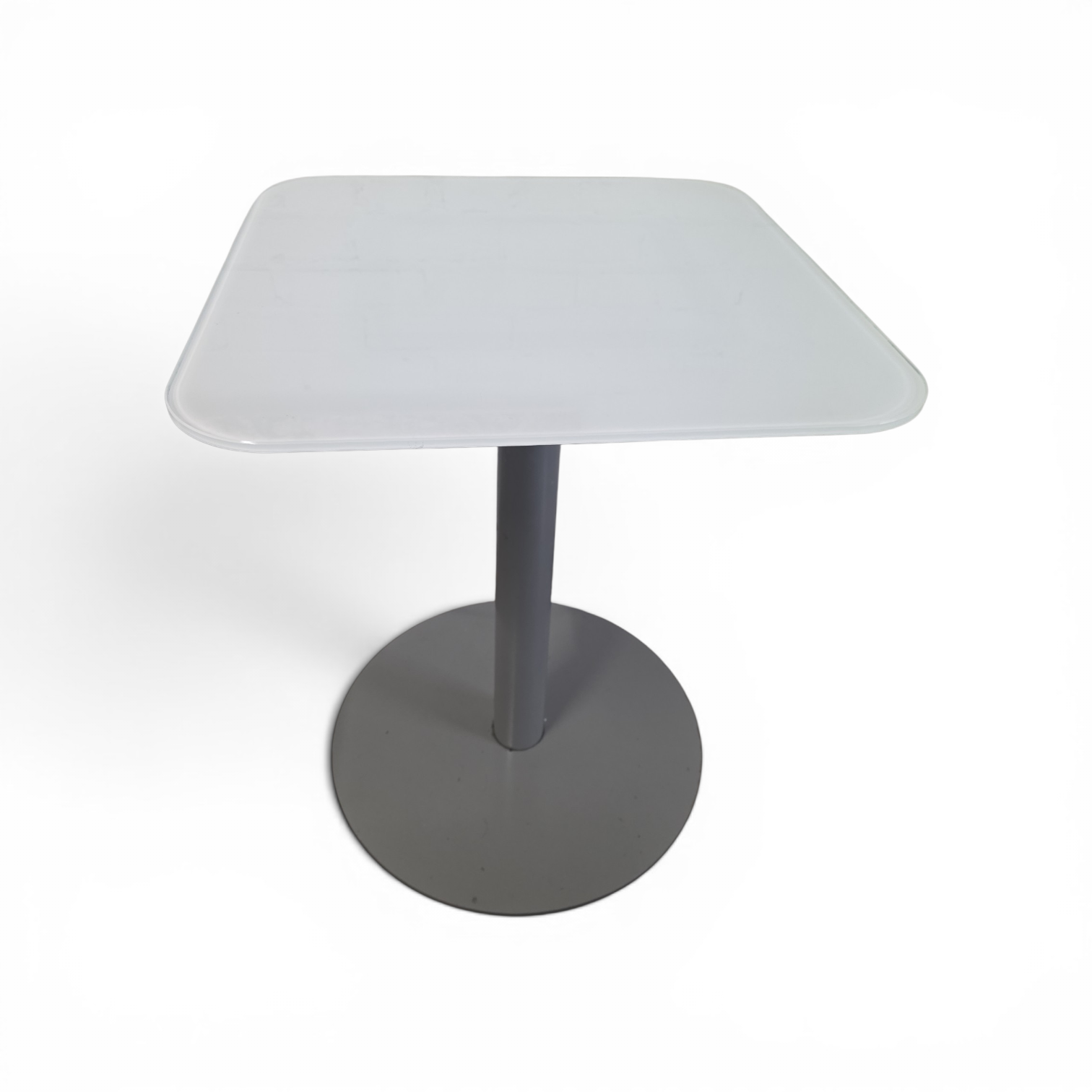 White Glass Top Table / Gray Base