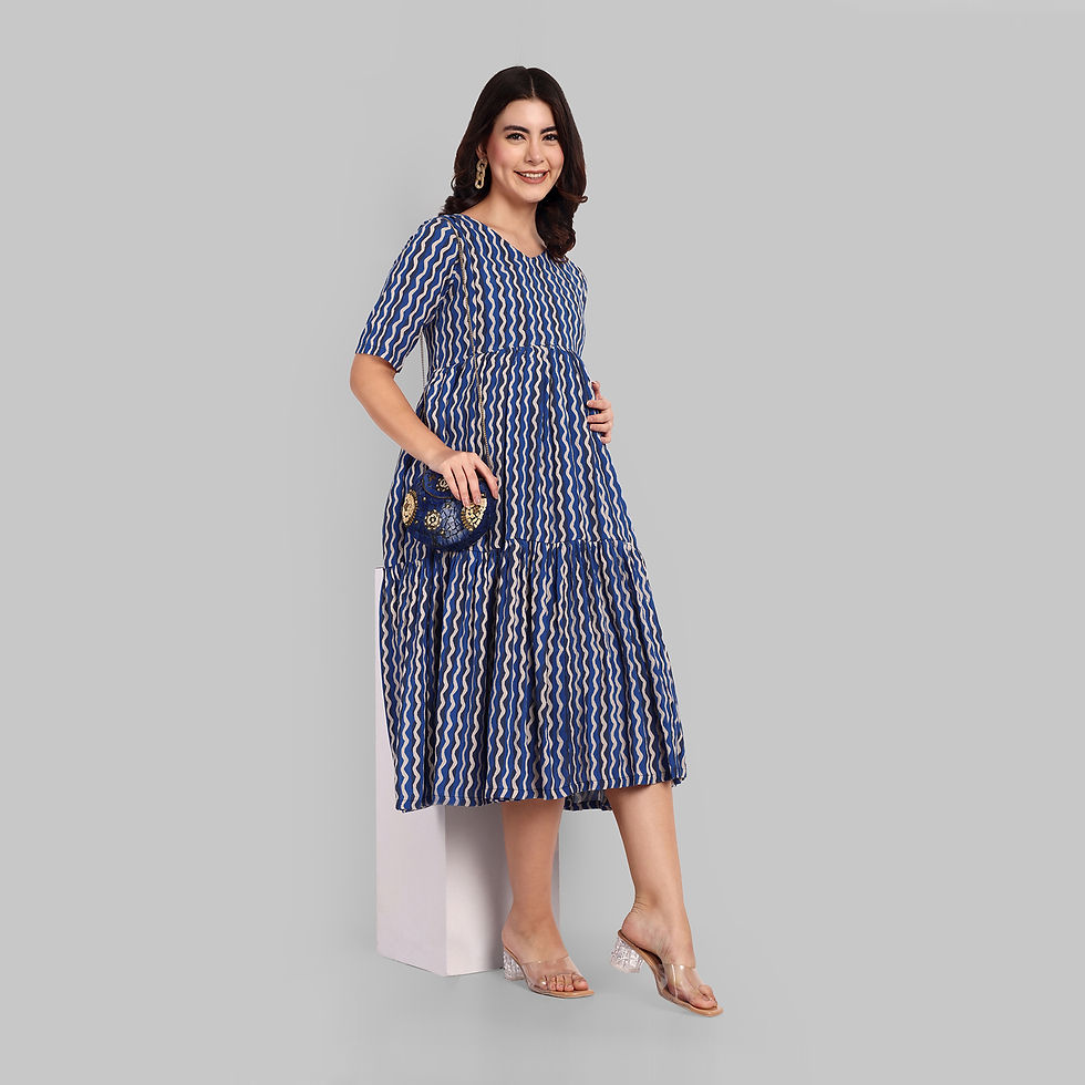 Thumbnail: Charcoal gray Navy Crush Maternity Dress