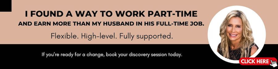 Banner inviting mums to book a discovery session to learn about a flexible, high-earning part-time online business with Rachel Krider