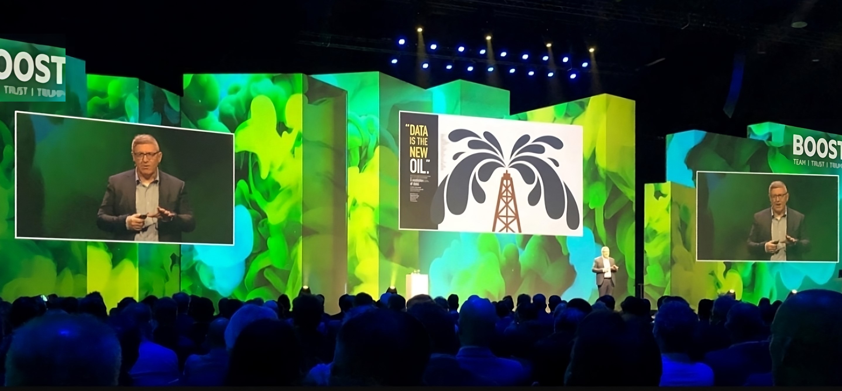 Liam Halpin speaking on stage