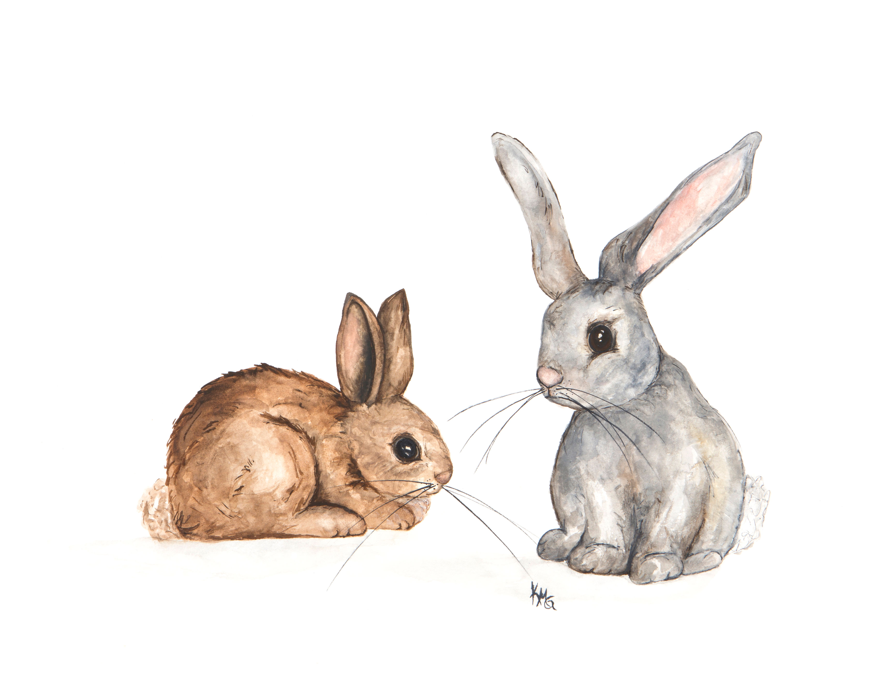 Rabbits- Watercolor Print