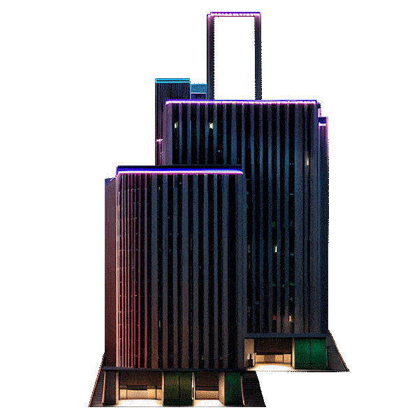 The Ocean Luggage Collection By Miami CarryOn and Miami Downtown Building