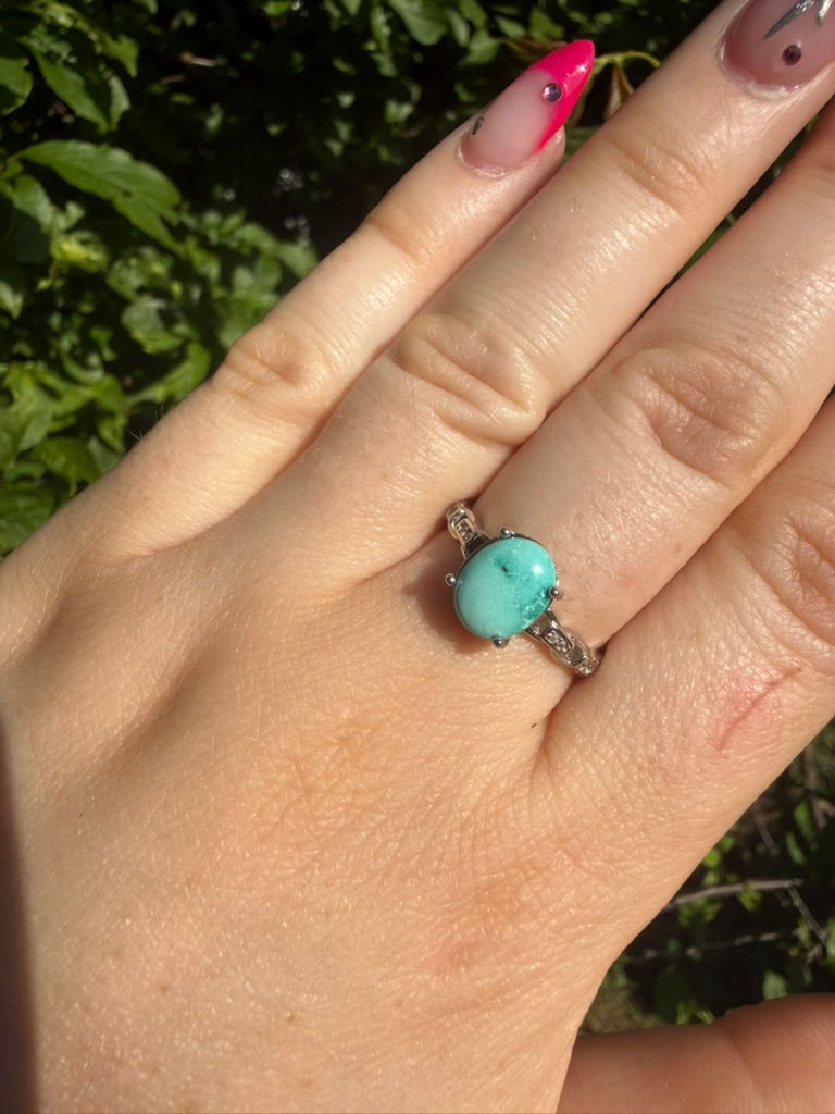 Turquoise Ring - 925 Silver - Adjustable