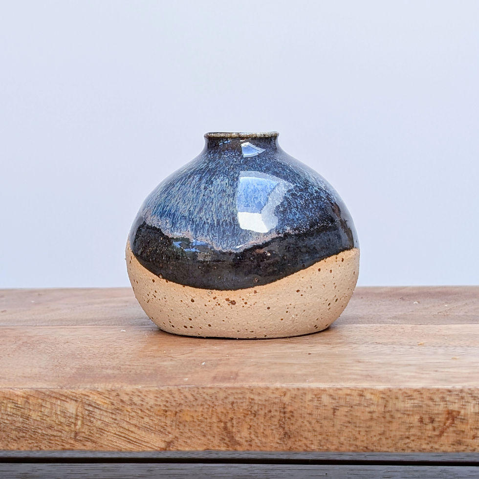 Thumbnail: Dark blue and purple glazed ceramic stoneware small bud vase reed diffuser