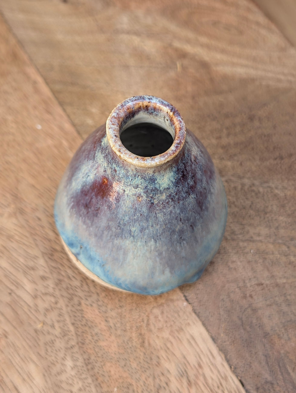 Thumbnail: Blue and Purple ombre glazed ceramic stoneware small bud vase