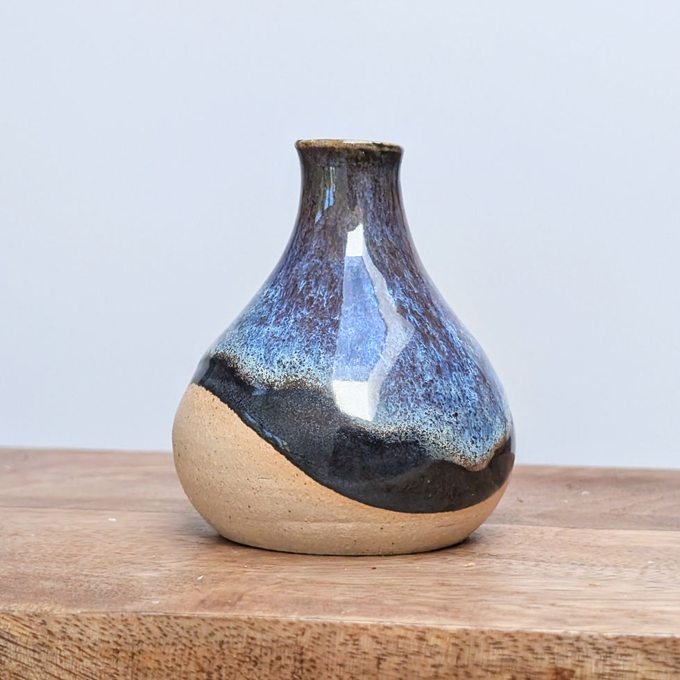 Thumbnail: Dark blue glazed ceramic stoneware small bud vase reed diffuser