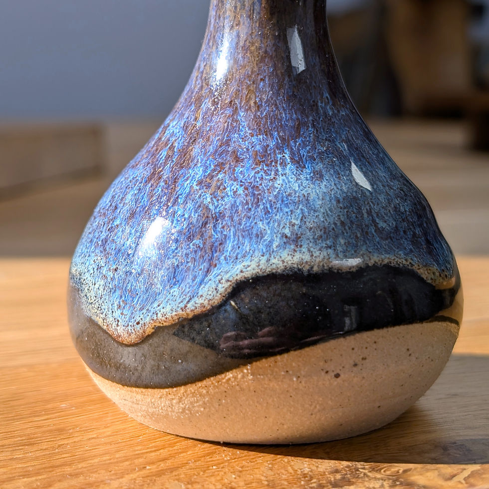 Thumbnail: Dark blue glazed ceramic stoneware small bud vase reed diffuser