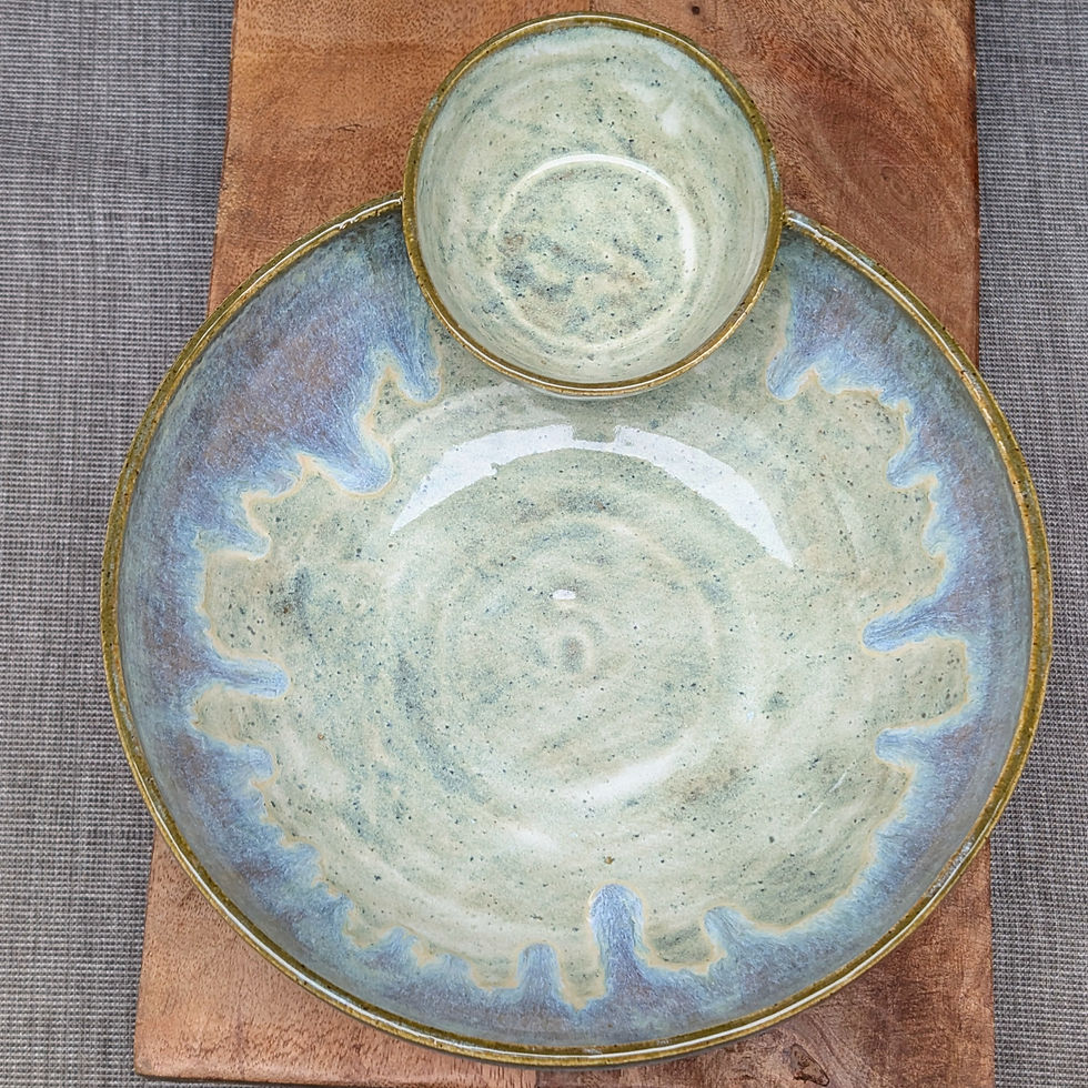 Thumbnail: Rustic Yellow Speckled Glazed ceramic stoneware Chip and Dip Bowl