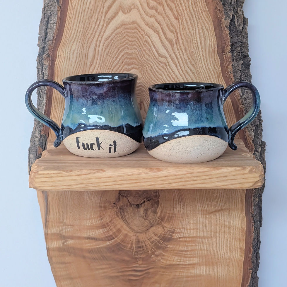 Unique stoneware fuck it mug featuring deep space galaxy glaze