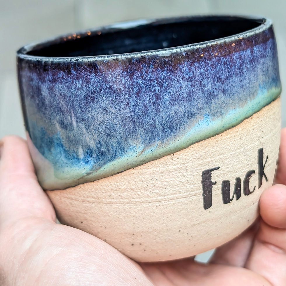 Thumbnail: Handmade Northern lights Galaxy Stoneware fuck it pot