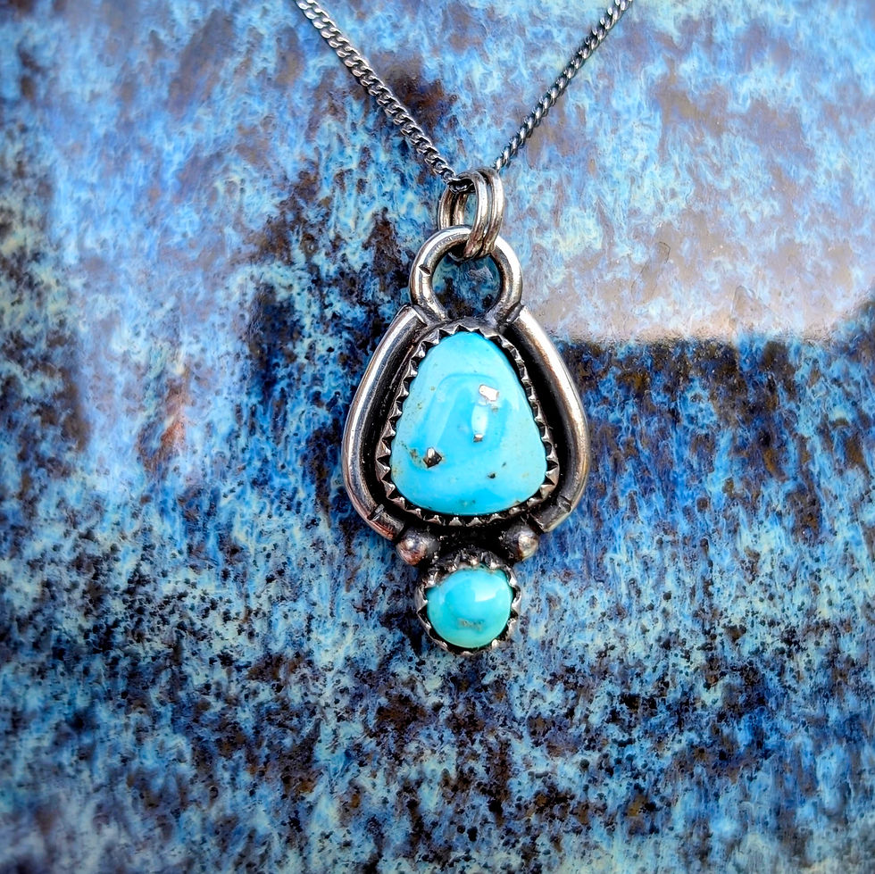 Thumbnail: White Water Turquoise tribal recycled sterling silver pendant necklace - winters frost collection
