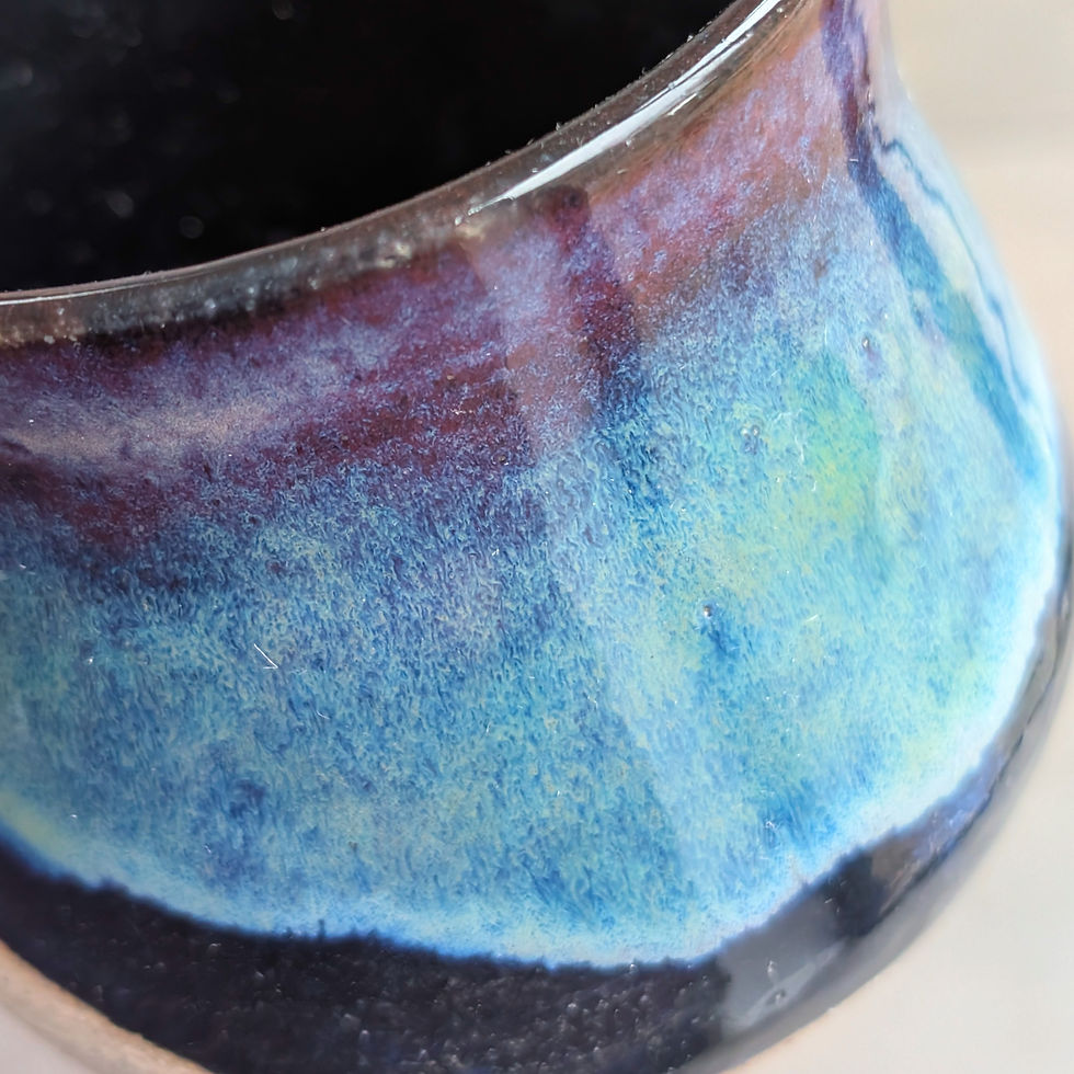 Thumbnail: Close up unique stoneware mug featuring deep space galaxy glaze