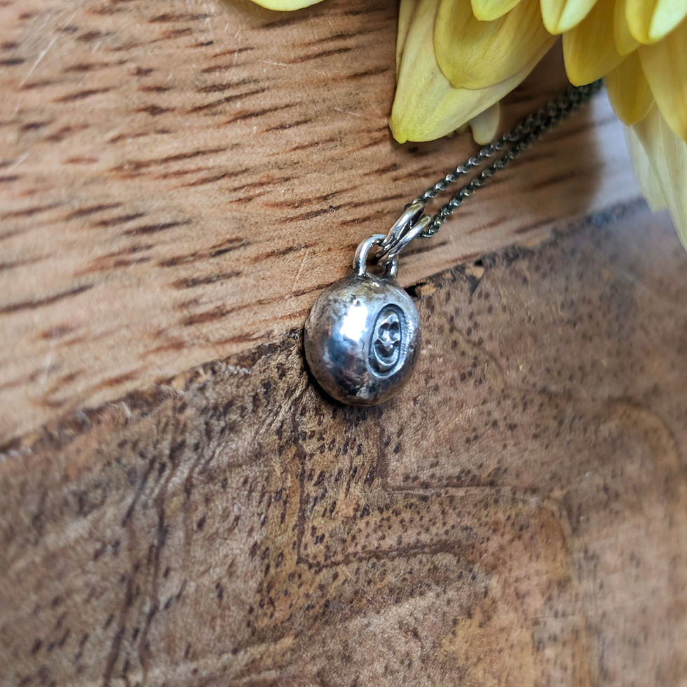 Thumbnail: Happy Face Pebble Pendant necklace in recycled sterling silver
