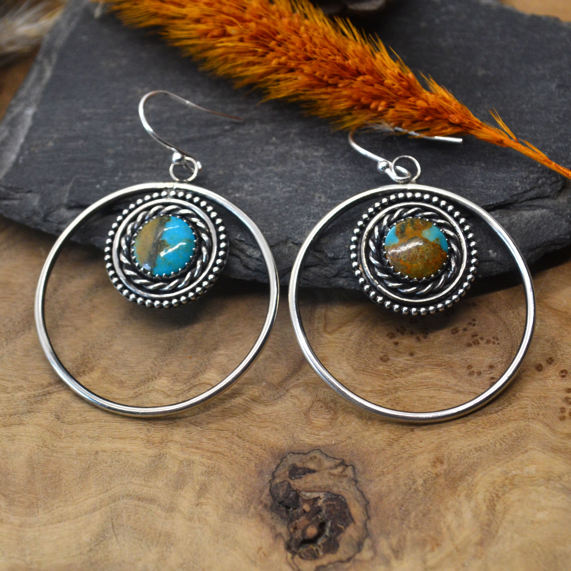 Large Sonoran Turquoise Hoops