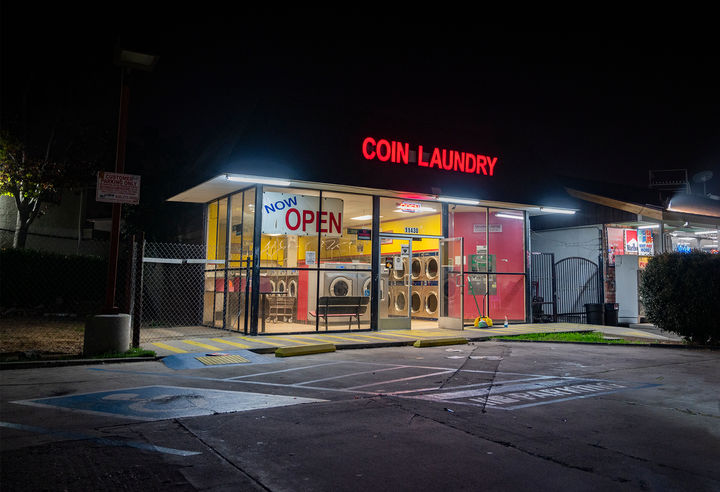 Coin Laundry photographed while abandoned at night by Eduardo Ceballos