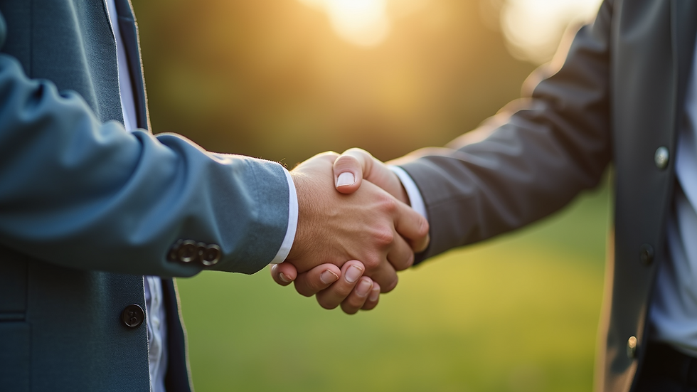 Close-up view of a mentor and youth shaking hands outdoors