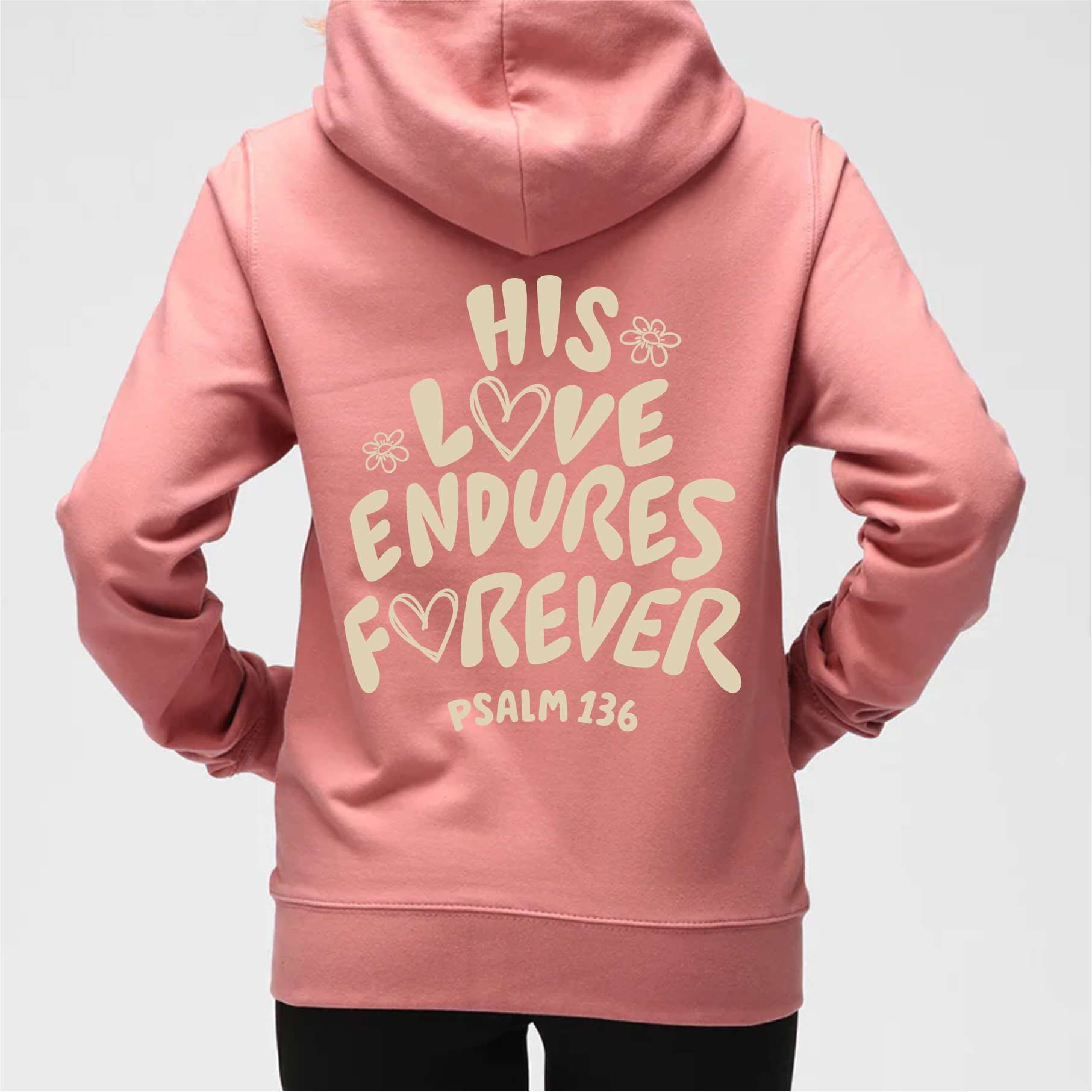Kapuzenpullover „His love endures forever“.