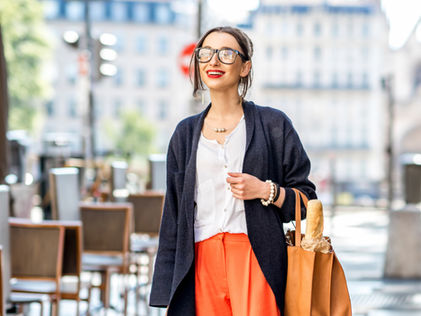 Woman walking happy 