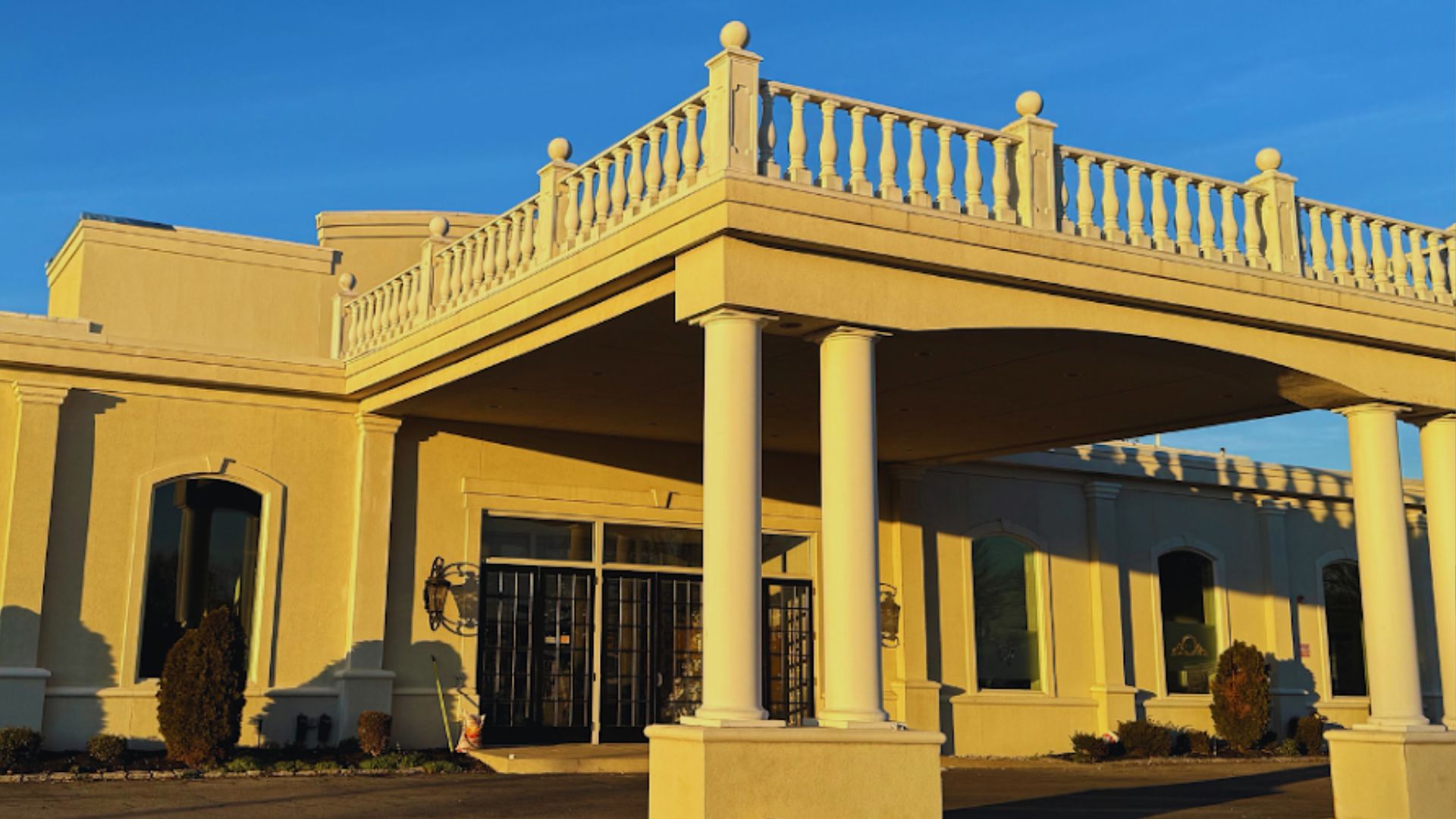 Modern event space prepared for a corporate seminar