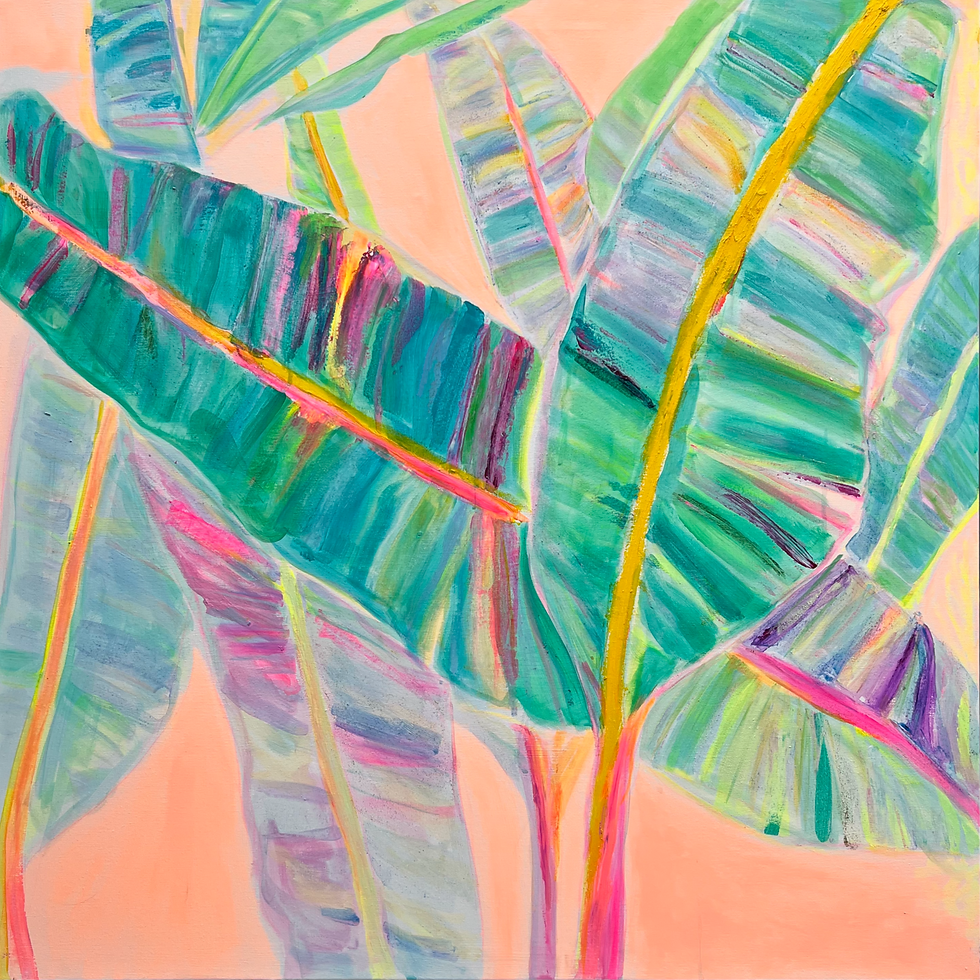 'Rainbow Banana Leaves'  90cm x 90cm