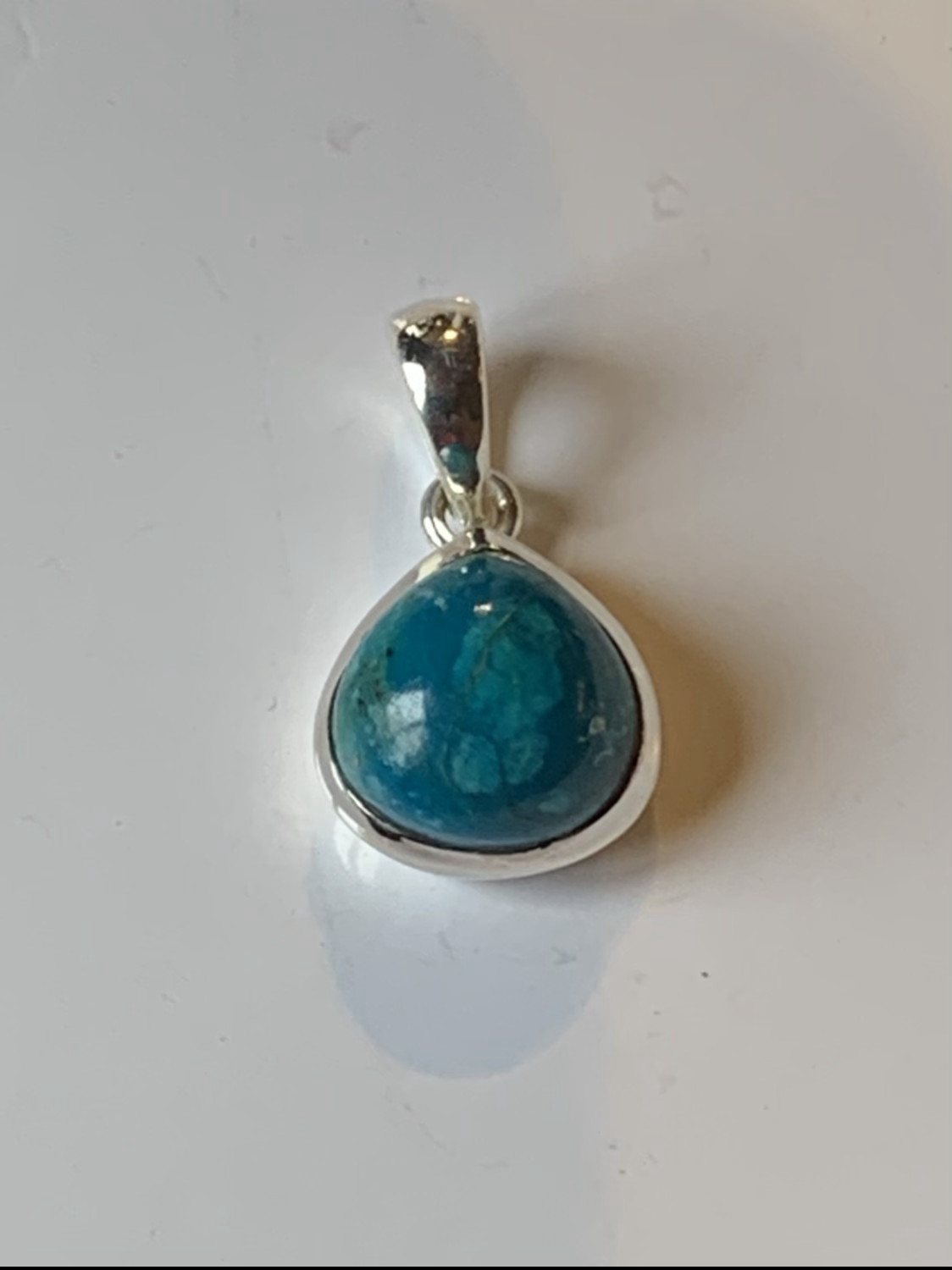 Anhänger Chrysocoll 11x11 mm Silber