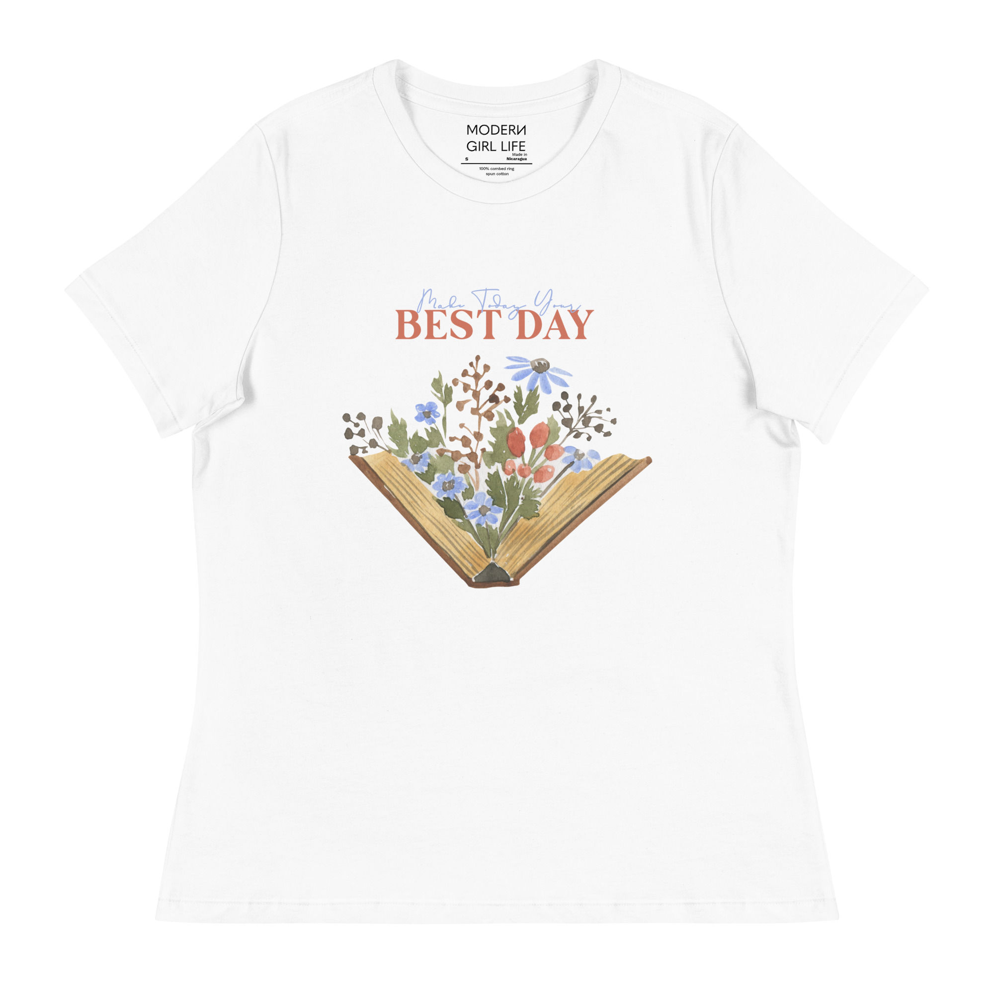 Make Today Your Best Day Floral Book T-Shirt