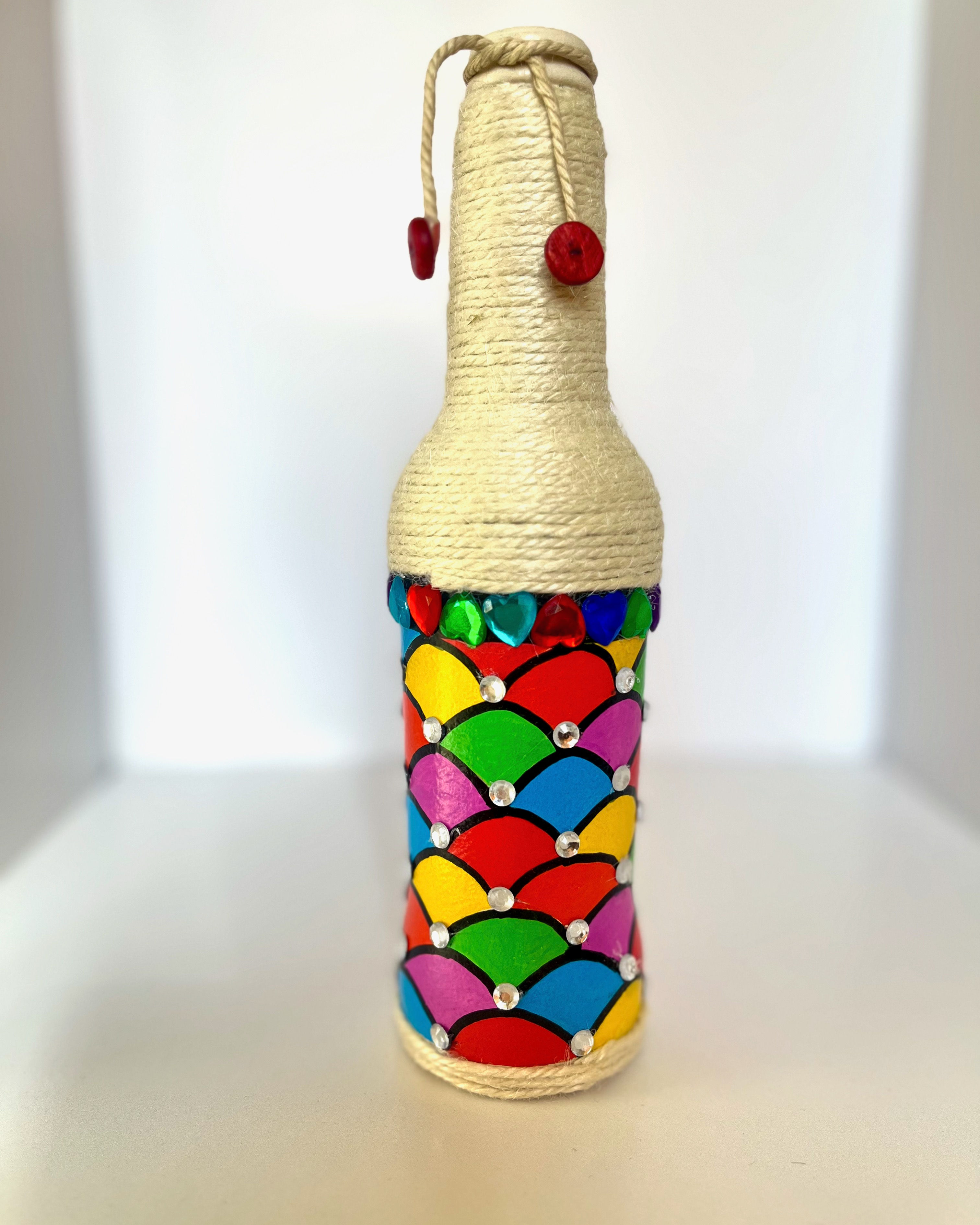 Rainbow Bottle Decor | Handcrafted Colorful Accent