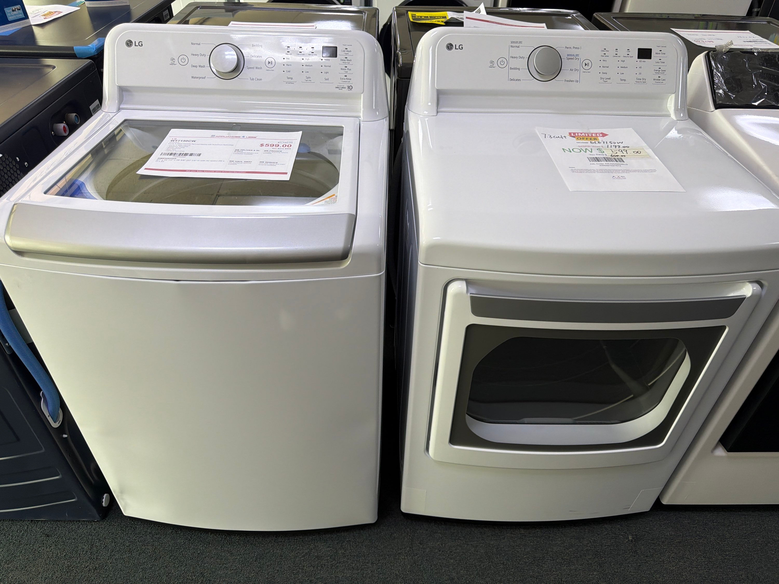 LG TOP LOAD washer (5.0)cu ft /dryer (7.3)cu ft Set