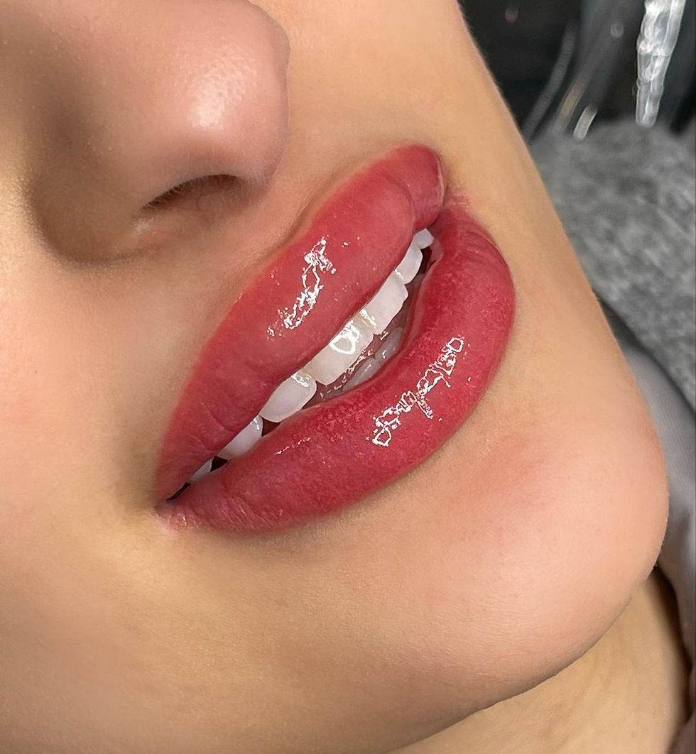 Lip blushing after photo