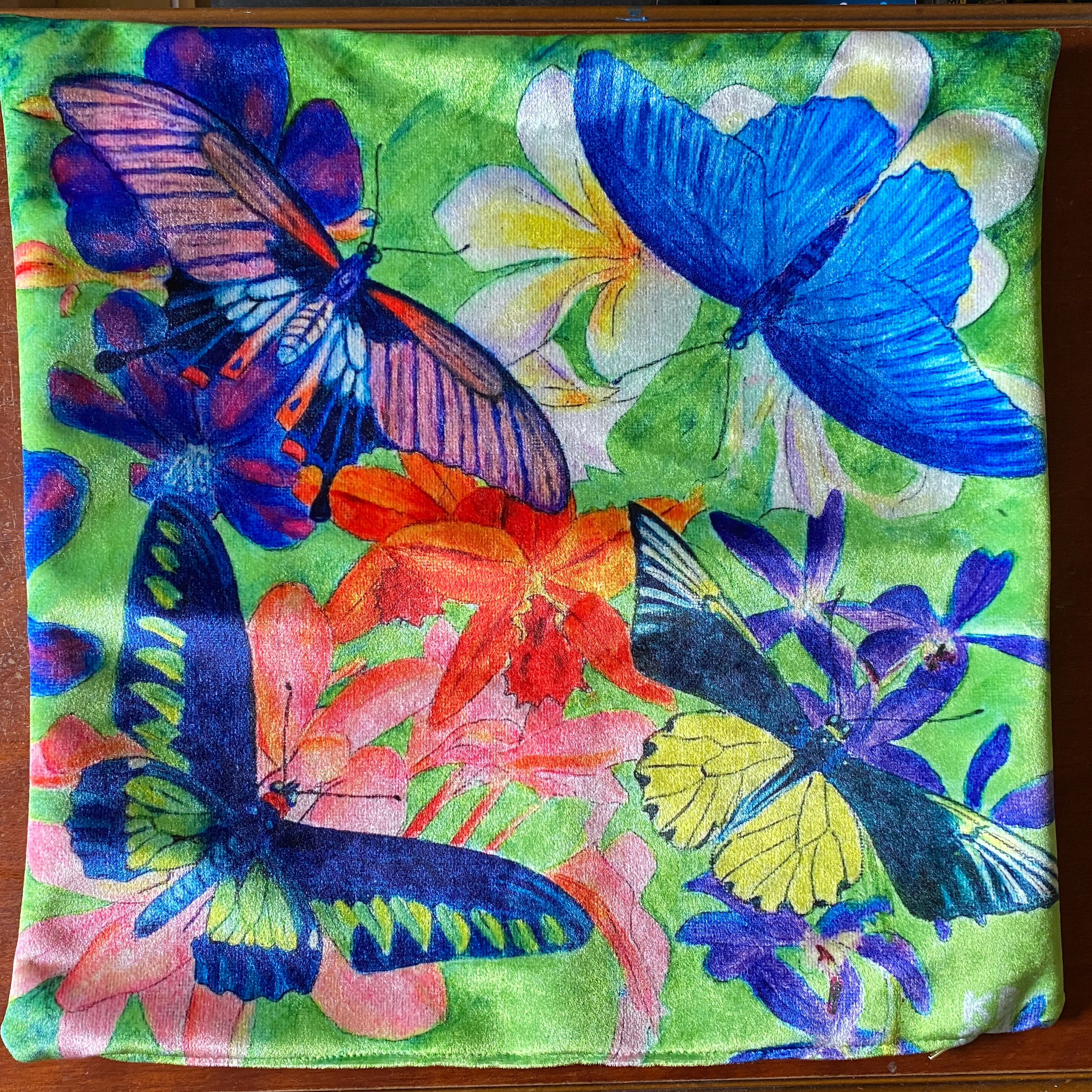 Borneo cushion cover, velvet, printed both sides, 43x43cm, 2 available.