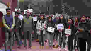 Students with Banners