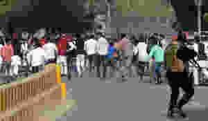 NSG Commando pointing Gun at Samajwaadi's