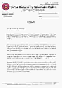 Letter from DU Students Union to Delhi Police