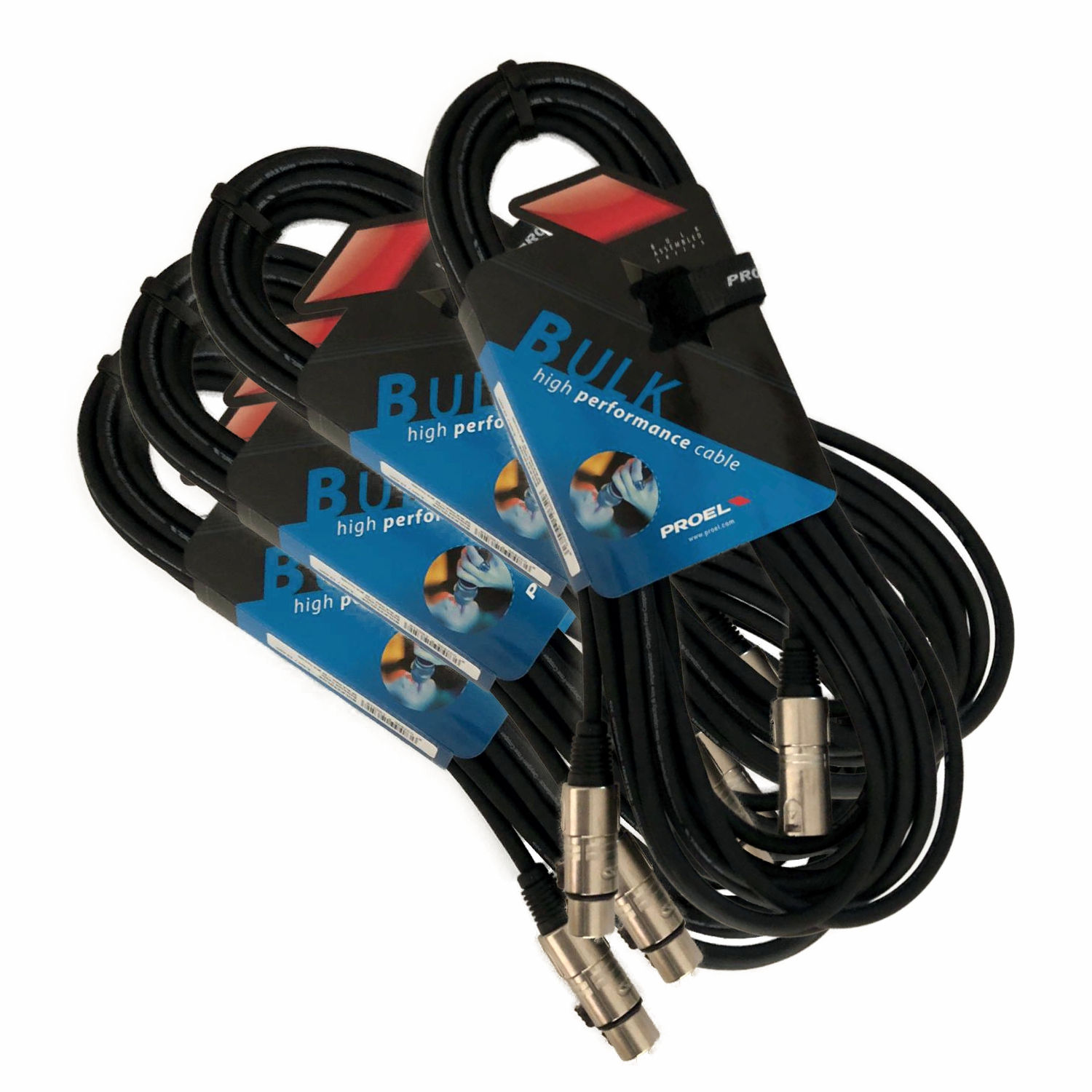 combo de 4 cables para micrófono de 6 metros cada uno Proel Bulk250lu6