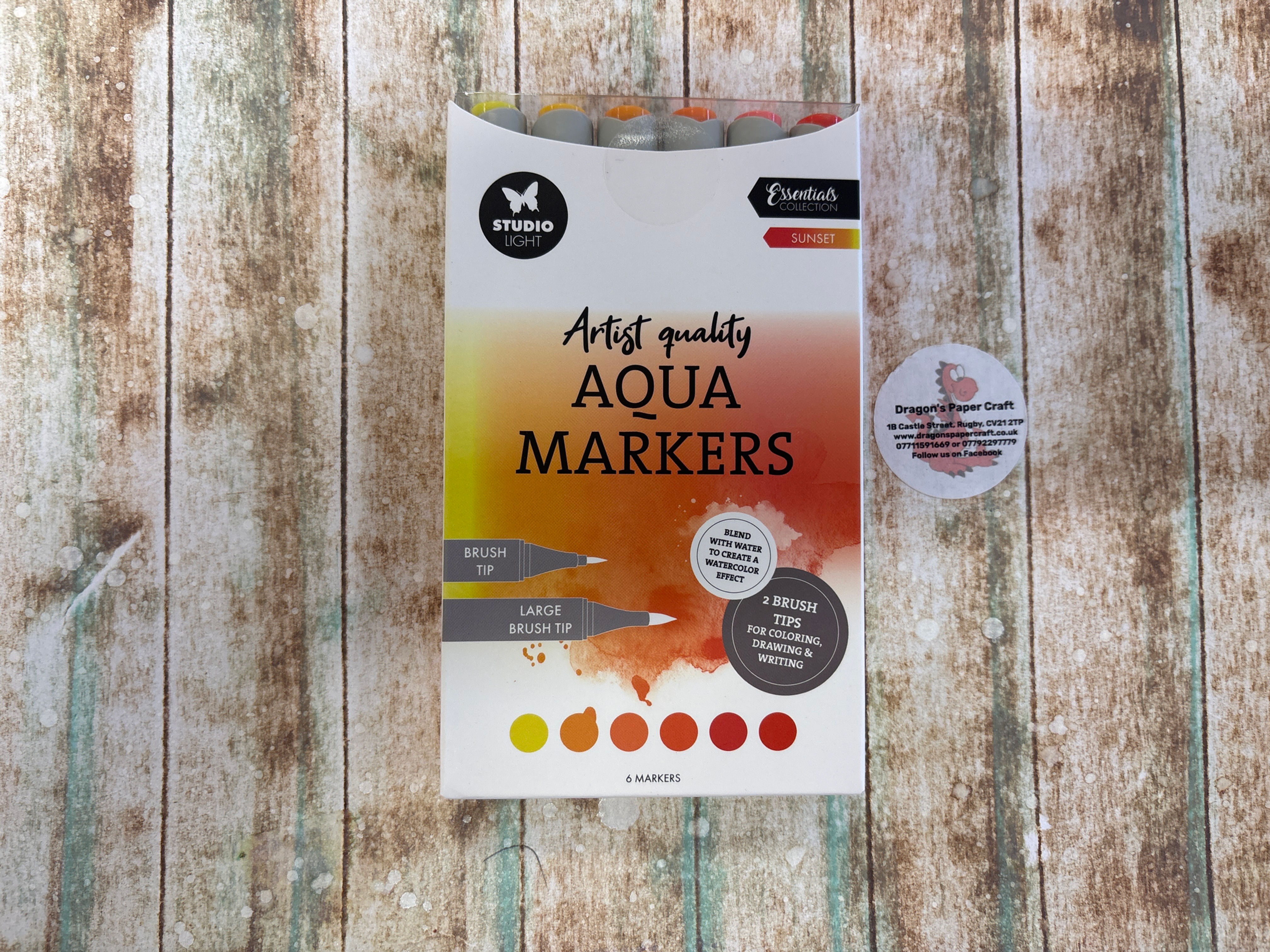 STUDIO LIGHT ESSENTIALS - ARTIST QUALITY AQUA MARKERS -SUNSET - 6 PACK -53