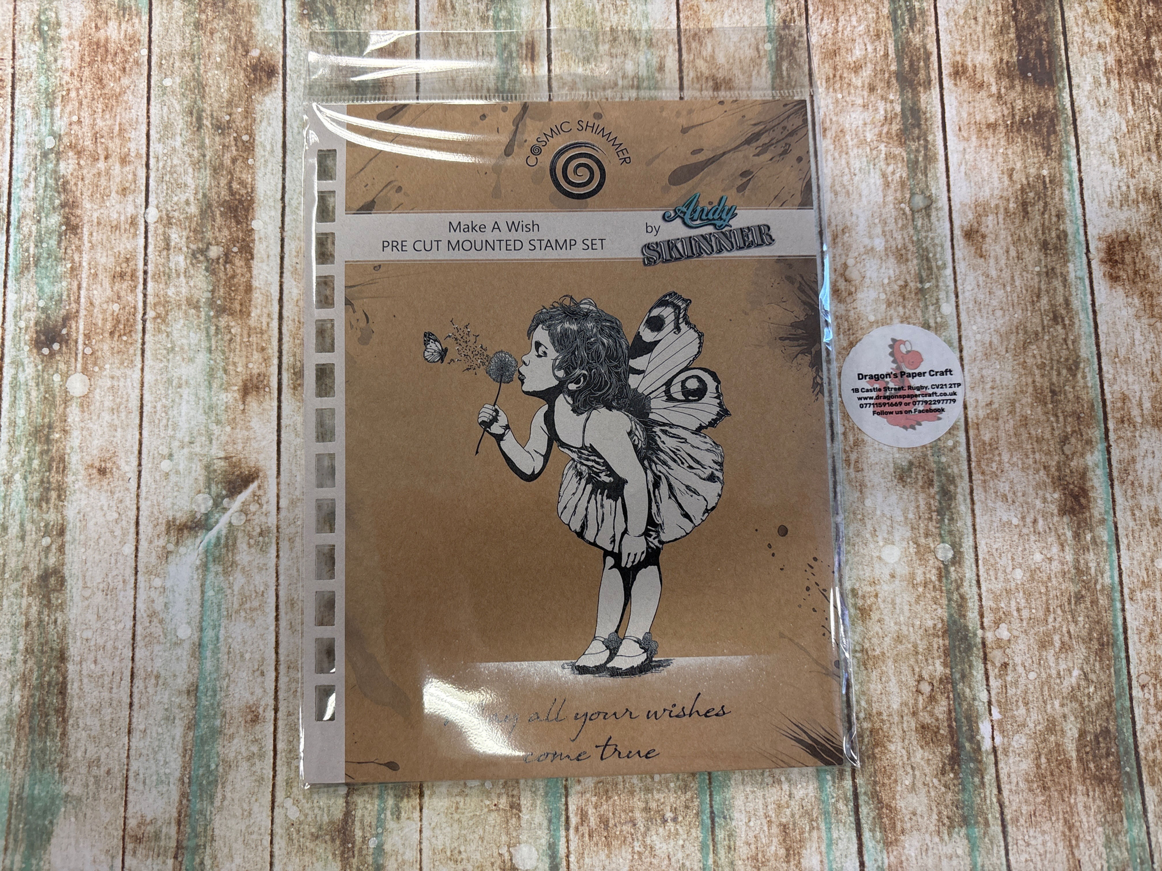 COSMIC  SHIMMER BY ANDY SKINNER - PRE CUT MOUNTED STAMP SET - MAKE A WISH 