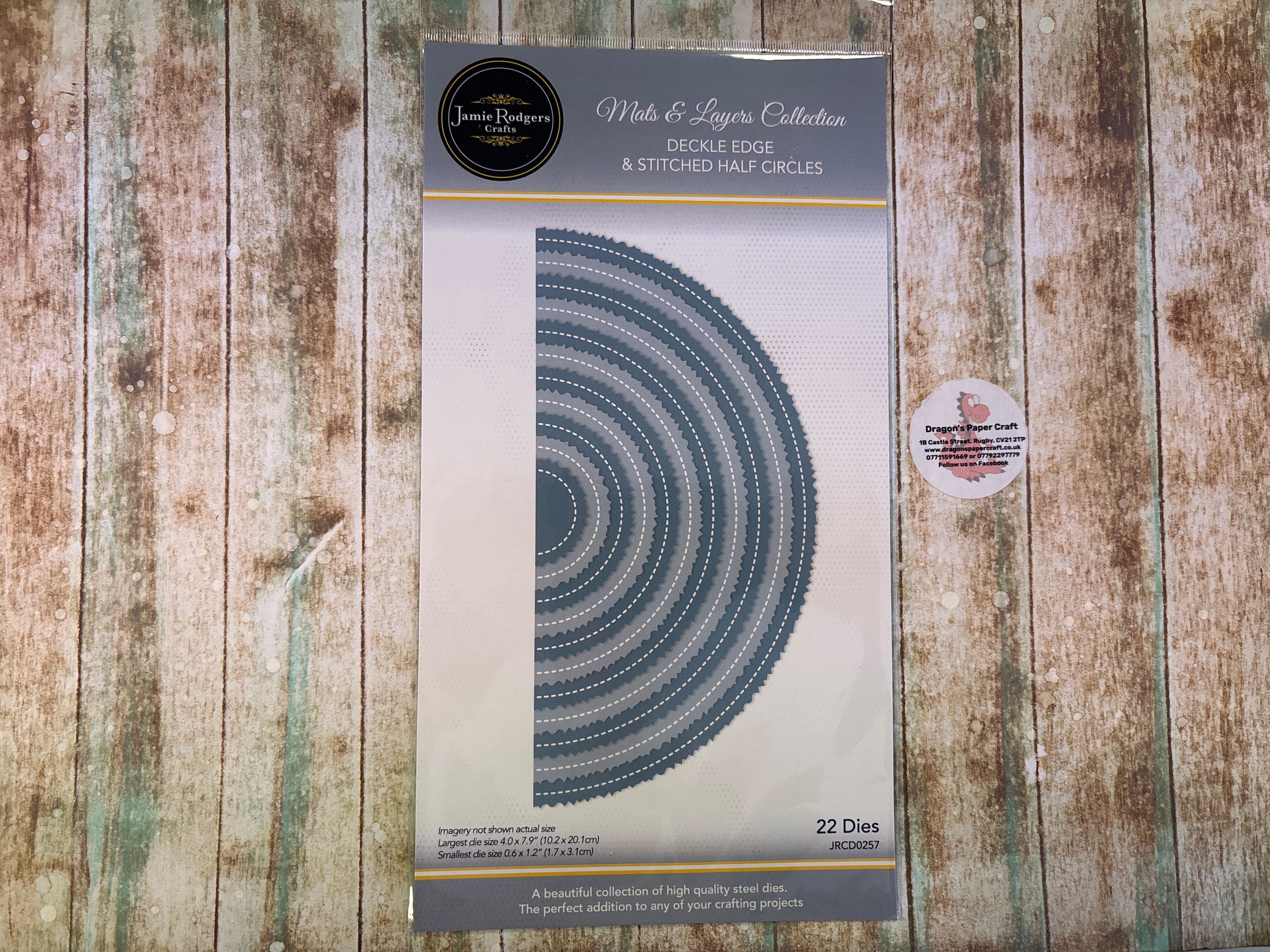 JAMIE ROGERS CRAFTS - DIES - DECKLE EDGE & STITCHED HALF CIRCLES - 22 DIES