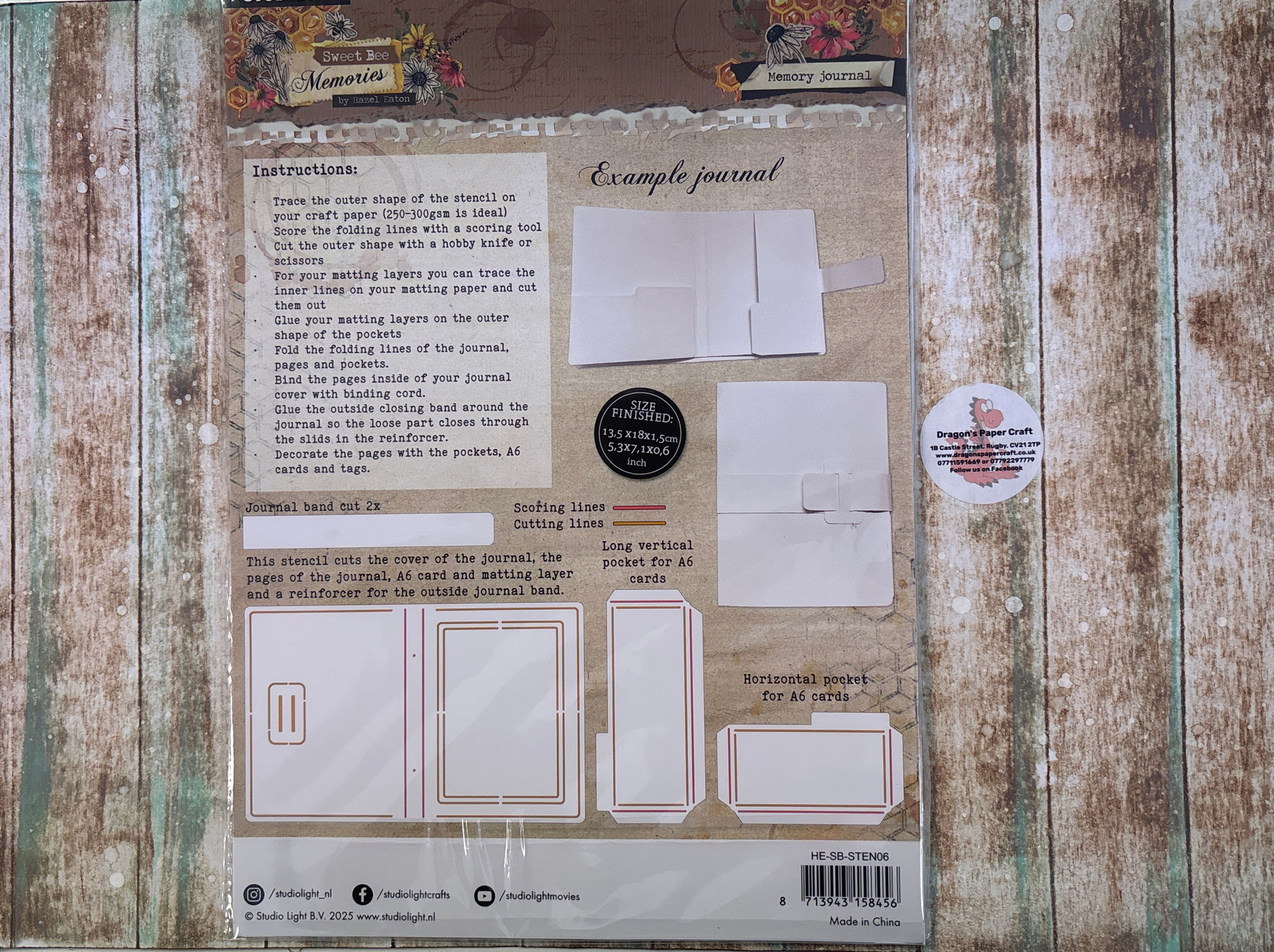 STUDIO LIGHT- STENCIL - SWEET BEE MEMORIES BY HAZEL EATON - MEMORY JOURNAL 