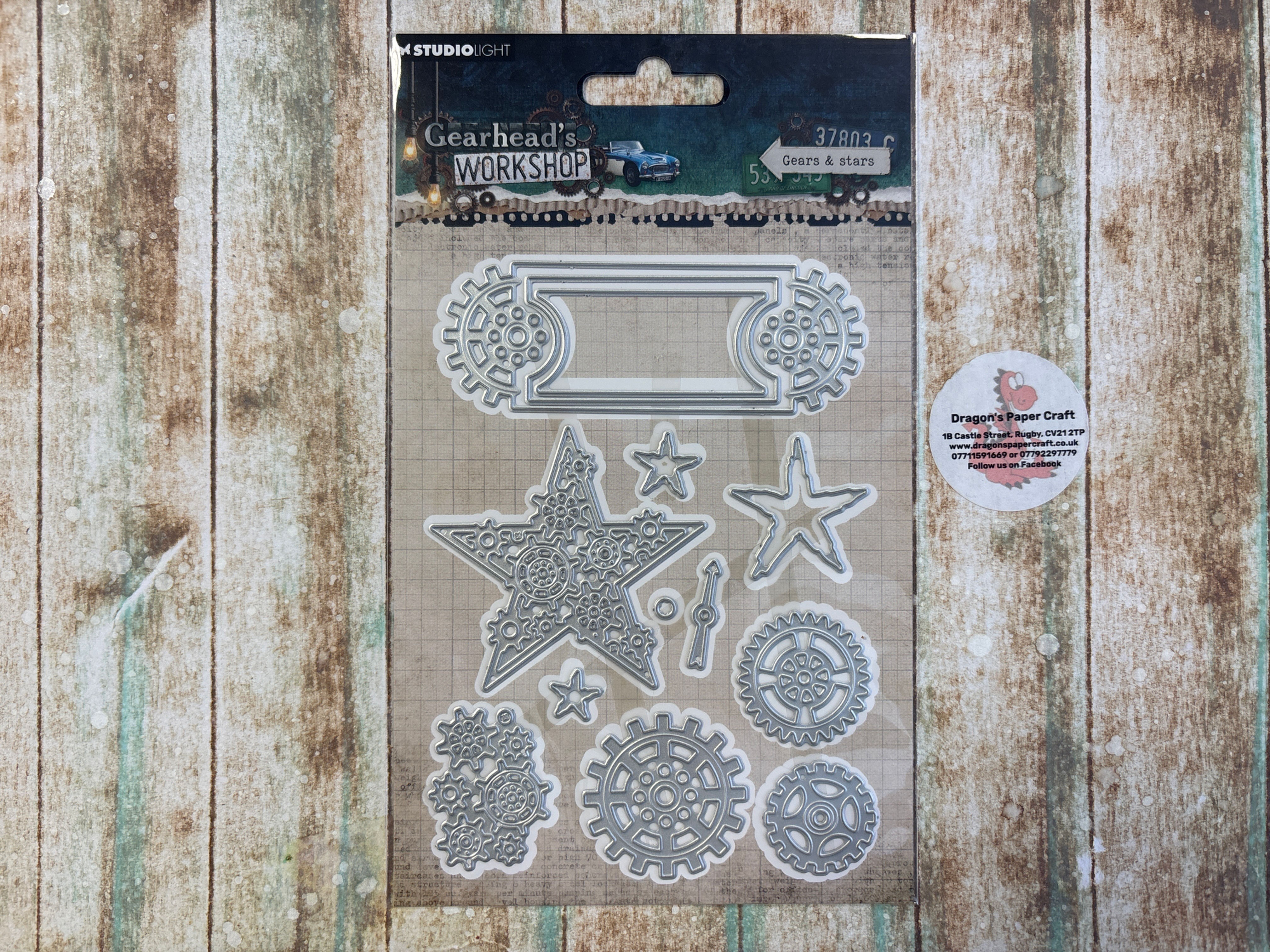STUDIO LIGHT - CUTTING  DIES - GEARHEAD’S WORKSHOP - GEARS & STARS - 12 DIES
