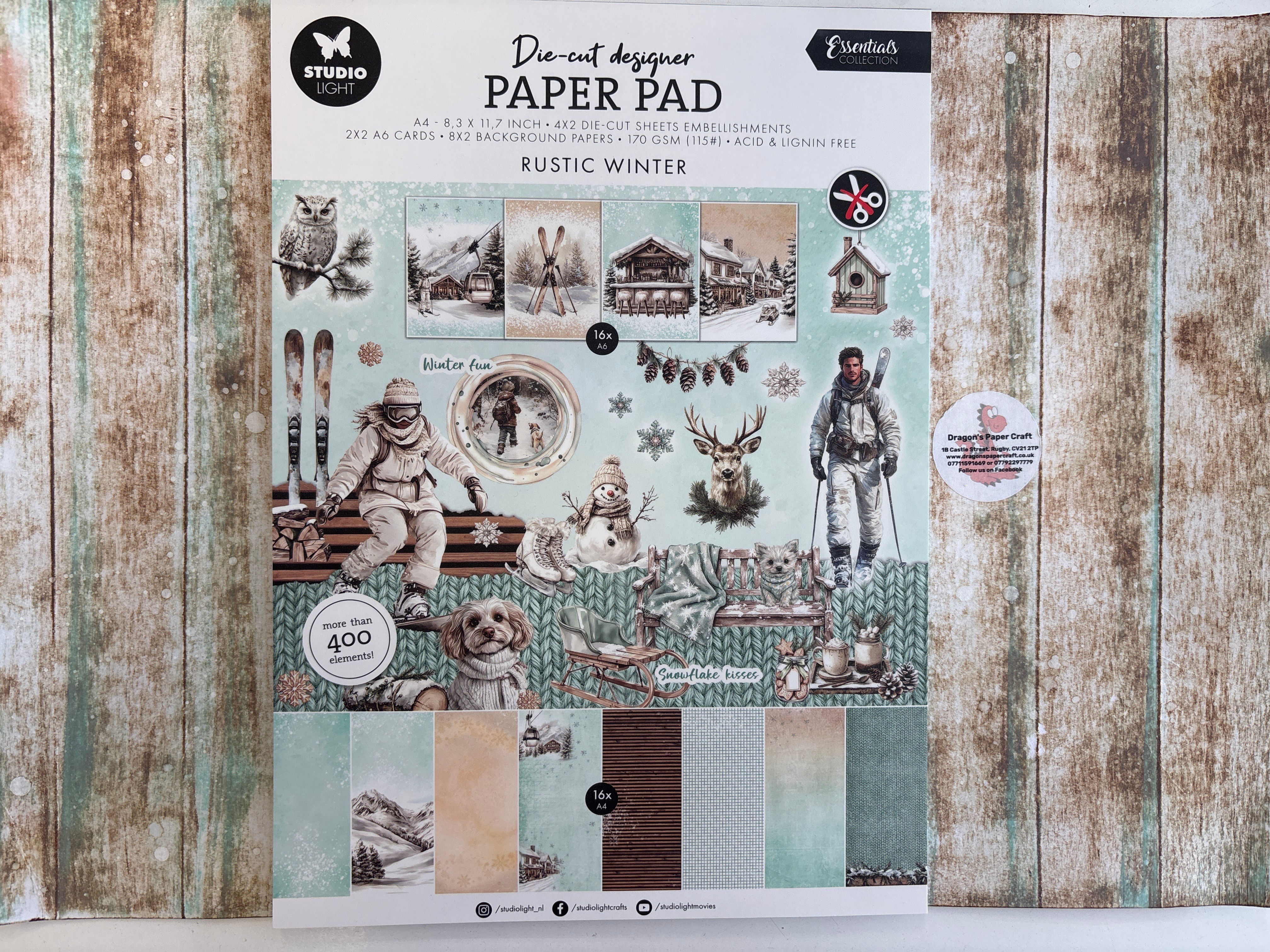 STUDIO LIGHT - DIE CUT DESIGNER PAPER PAD - RUSTIC WINTER - 400+ ELEMENTS 