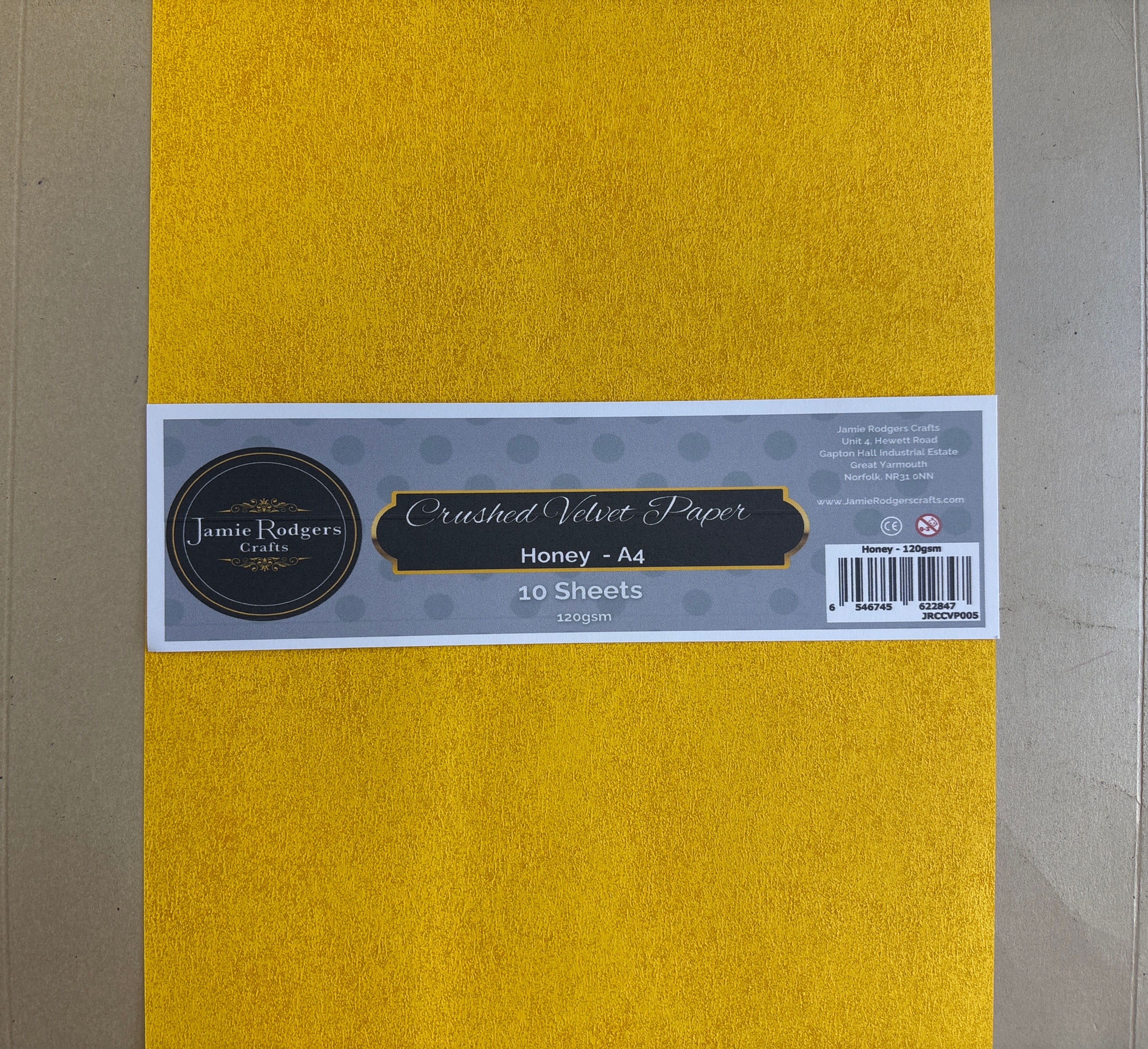 JAMIE ROGERS CRAFTS - CRUSHED VELVET PAPER - HONEY  -A4 -10 SHEETS-120gsm