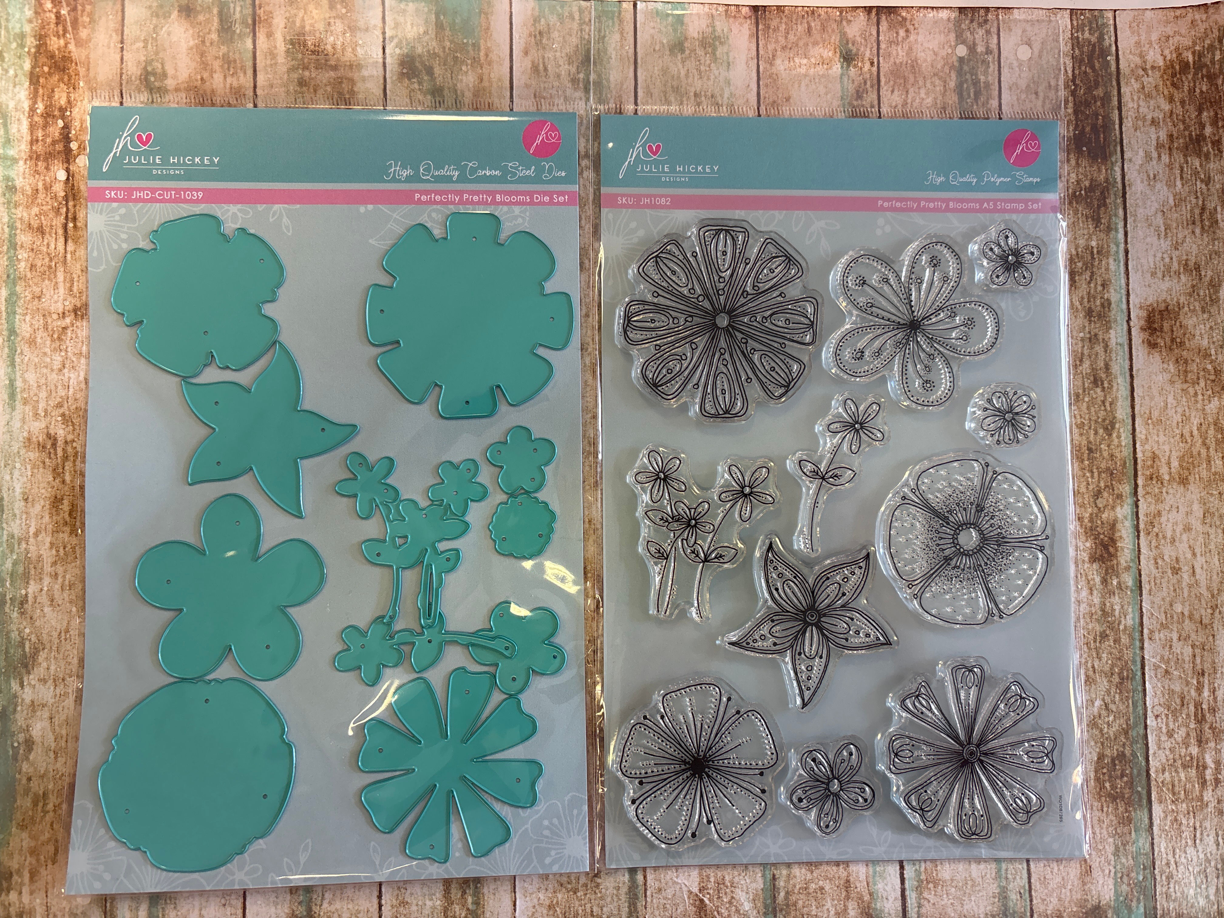 Julie Hickey Designs - STAMP & DIE SET - PERFECTLY PRETTY BLOOMS - LIMITED STOCK