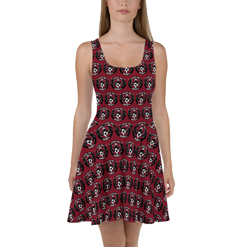 Thumbnail: Pizza Fry Society Skater Dress (Saucy Burgundy)