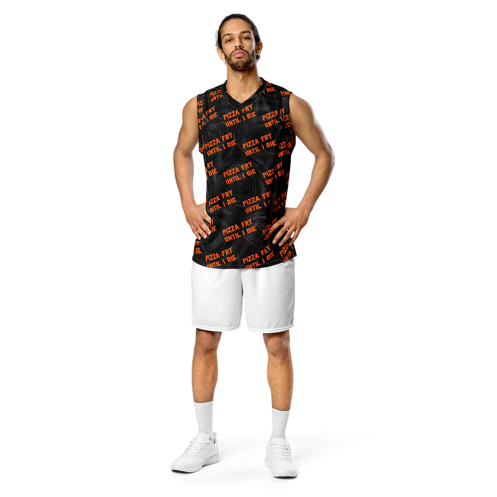 Thumbnail: Pizza Fry Until I Die recycled unisex basketball jersey