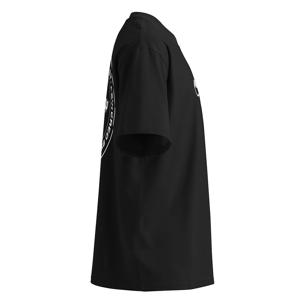 Thumbnail: Powered by PullUp Black Unisex Organic oversized high neck t-shirt