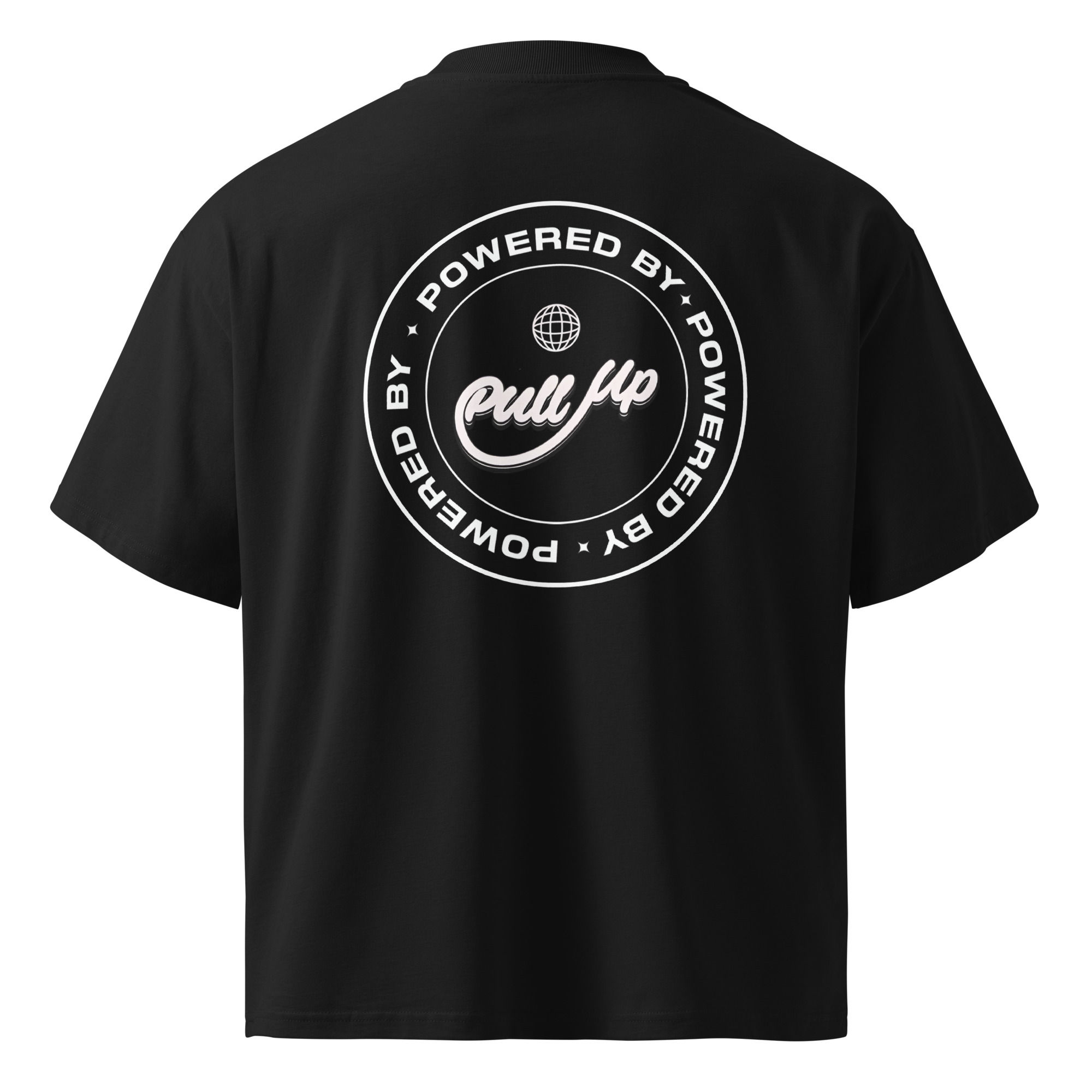 Powered by PullUp Black Unisex Organic oversized high neck t-shirt