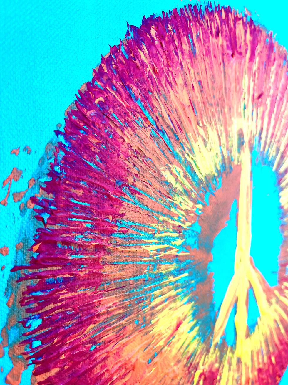 Détail de la peinture acrylique « NO WAR » – SP – Galerie SP Mandelieu